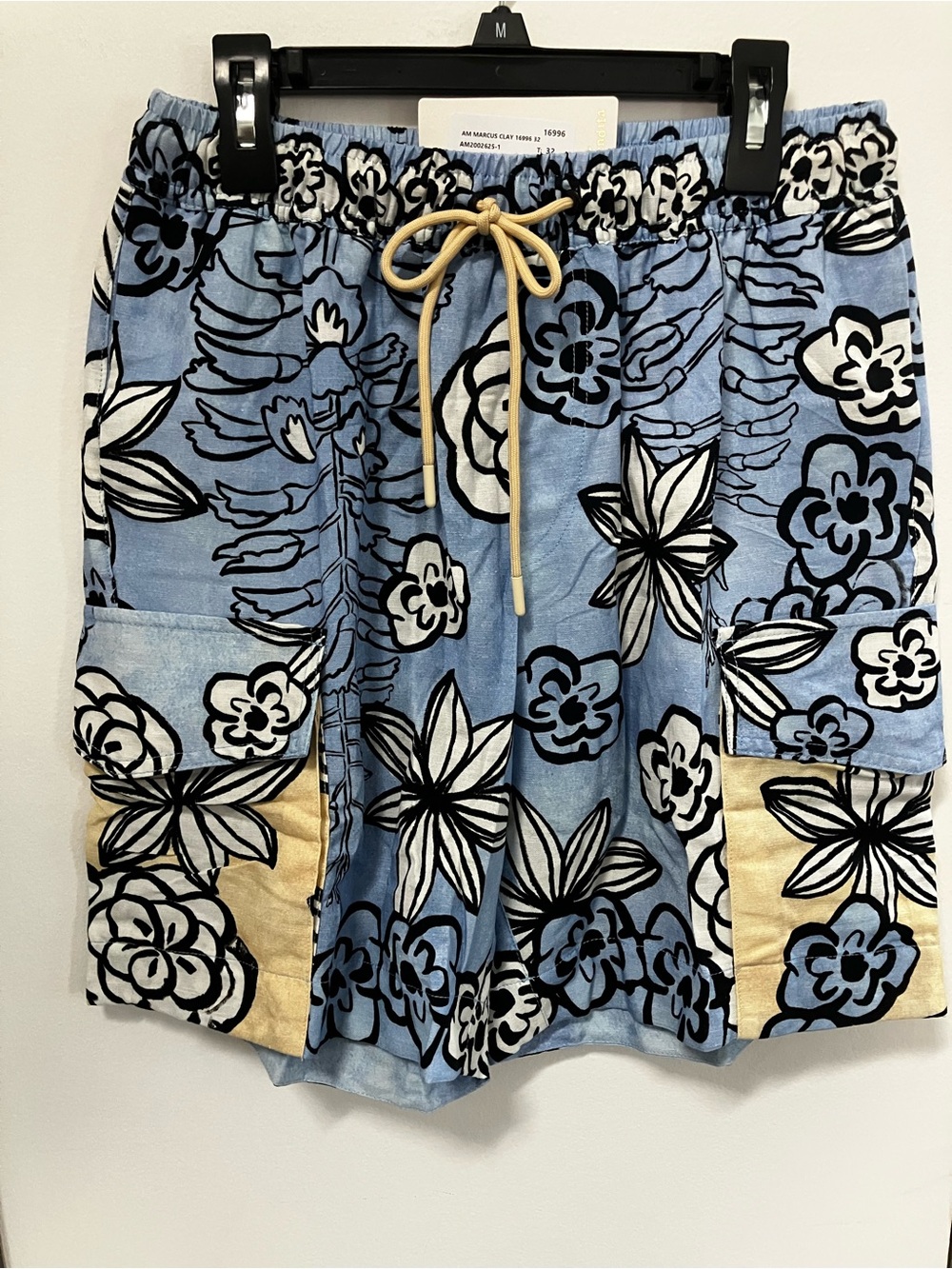 NWT Agua Bendita Marcus Clay Swim Trunks Size 32 Floral Cargo Board Shorts